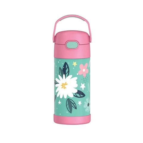 Garrafa Garrafinha Térmica Kids Thermos 355ml Jardim Flores