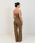 Calça Wide Leg Sarja Marrom Caqui - Nardim - Authentic Fashion