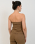 Calça Wide Leg Sarja Marrom Caqui - comprar online