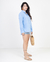 Camisa Oversized Manga Longa Linho Azul - Nardim - Authentic Fashion
