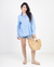 Camisa Oversized Manga Longa Linho Azul - comprar online