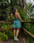 Vestido Indiano Curto Frente Única Estampado Azul - comprar online
