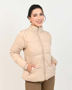 Jaqueta Colete Puffer Bege Nude