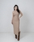 Vestido Tubinho Midi Nude Regata Gola Alta Fenda Lateral - comprar online