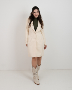 Casaco Sobretudo Longo Lã Batida Off White