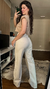 Imagem do Calça Wide Leg Sarja Com Cinto Branca Off White
