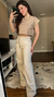 Calça Wide Leg Sarja Com Cinto Branca Off White - loja online