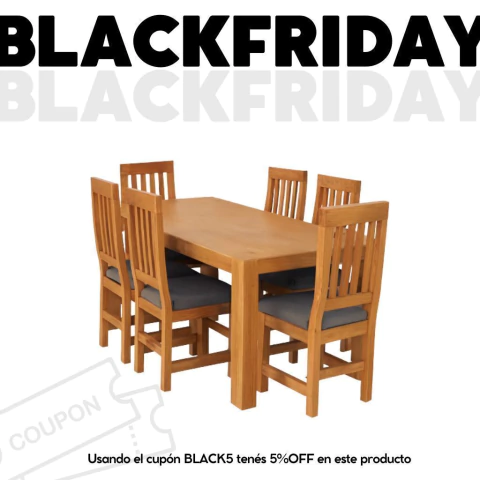 Juego De Comedor 160cm. Pino Clear Lustrado Roble - comprar online