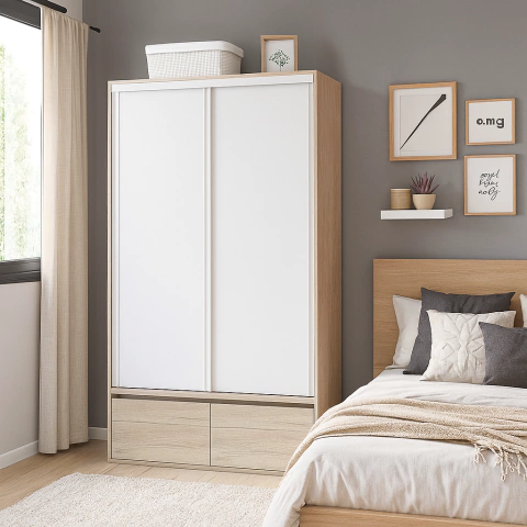 Placard 2 Puertas Corredizas con 2 Cajones Internos y 2 Zapateros (6084) - Nevado/Everest - comprar online