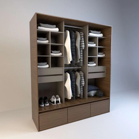 Vestidor Sin Puertas con 4 Cajones y 3 Zapateros (6514) - Nogal L./Gris C. - comprar online