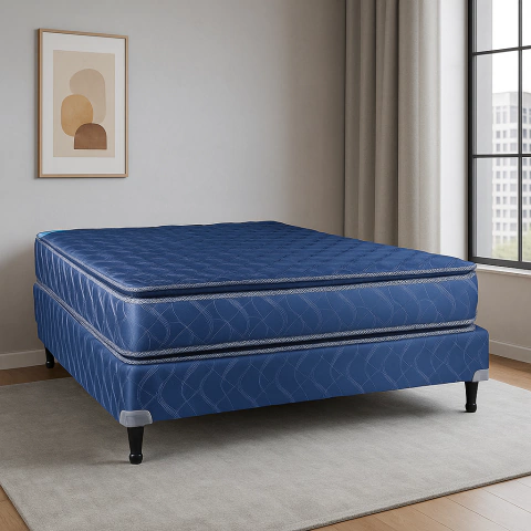 Conjunto Sommier Resorte Espejo de Luna Con Pullow Maxiking 140x190x30cm. - comprar online