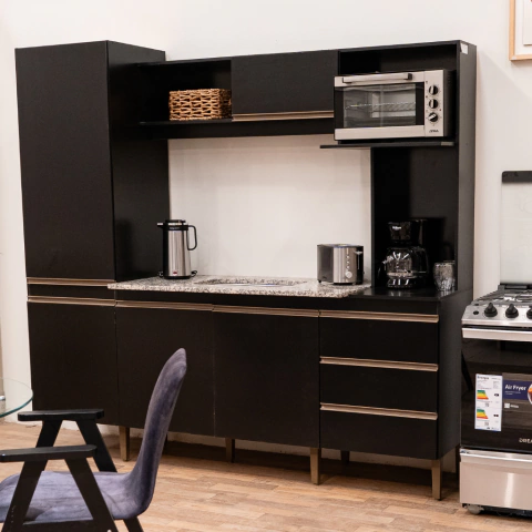 Amoblamiento De Cocina Victoria 5 Puertas 3 Cajones Negros 203x215x52cm. - comprar online