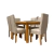 Juego de Comedor Emma 160x90cm - Color Roble + 6 Sillas en Tela Rústica - Madera Pino Clear