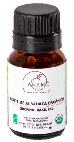 Aceite De Albahaca Orgánico x 10 Ml. Certificado - Aname Vio - Cosmética Orgánica Certificada