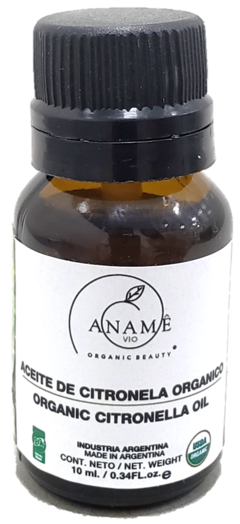 Aceite  De  Citronela Orgánico x 10 Ml. Certificado - Aname Vio - Cosmética Orgánica Certificada