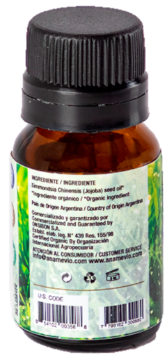 Aceite De Jojoba Orgánico x 10 Ml. Certificado - Aname Vio - Cosmética Orgánica Certificada - comprar online