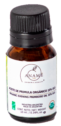 Aceite de Prímula Orgánico x 10 Ml. - 10% GLA - Aceite Onagra Certificado - Aname Vio - Cosmética Orgánica Certificada
