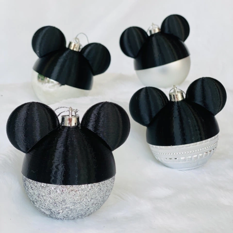 BOLAS DE NAVIDAD MICKEY - PLATEADAS - Pack x 2 - GRANDES