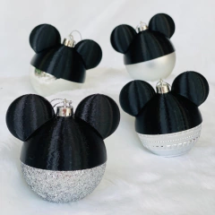 BOLAS DE NAVIDAD MICKEY - PLATEADAS - Pack x 2 - CHICAS