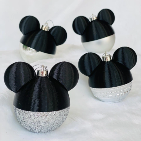 BOLAS DE NAVIDAD MICKEY - PLATEADAS - Pack x 2 - CHICAS