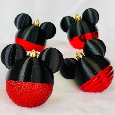 BOLAS DE NAVIDAD MICKEY - ROJAS - Pack x 2 - GRANDES