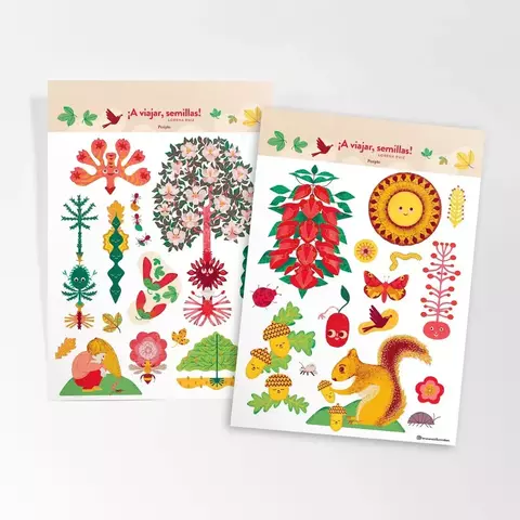 Plancha de stickers "¡A viajar semillas!" - Lorena Ruiz (1 unidad)