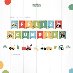 TRACTORES / KIT DECORACION CUMPLEAÑOS IMPRESO - comprar online