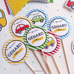 Imagen de AUTITOS - KIT DECORACION CUMPLEAÑOS IMPRESO