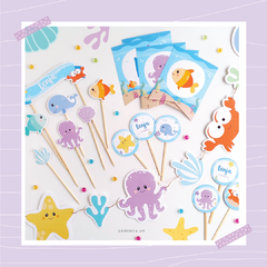 BAJO EL MAR - KIT DECORACION CUMPLEAÑOS IMPRESO - tienda online