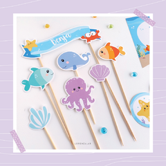 BAJO EL MAR - KIT DECORACION CUMPLEAÑOS IMPRESO - Lorenza Diseño