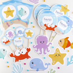 BAJO EL MAR - KIT DECORACION CUMPLEAÑOS IMPRESO en internet