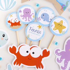 BAJO EL MAR - KIT DECORACION CUMPLEAÑOS IMPRESO