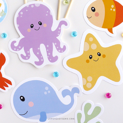BAJO EL MAR - KIT DECORACION CUMPLEAÑOS IMPRESO - comprar online