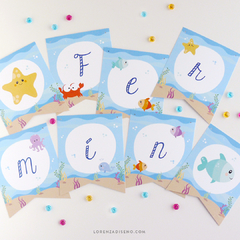 BAJO EL MAR - KIT DECORACION CUMPLEAÑOS IMPRESO - tienda online