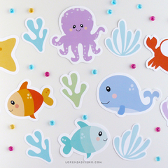 Imagen de BAJO EL MAR - KIT DECORACION CUMPLEAÑOS IMPRESO