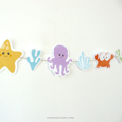 BAJO EL MAR - KIT DECORACION CUMPLEAÑOS IMPRESO