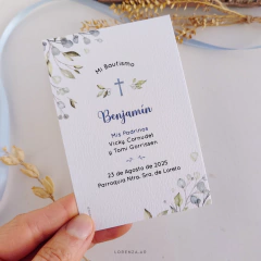 ESTAMPITA BAUTISMO FELI AZUL - Lorenza Diseño