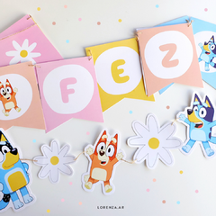 KIT IMPRIMIBLE - BLUEY CON FLORES