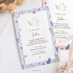 ESTAMPITA BAUTISMO MODELO NÓRDICO LILA