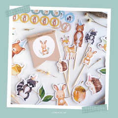 BOSQUE NENES - KIT DECORACION CUMPLEAÑOS IMPRESO - Lorenza Diseño