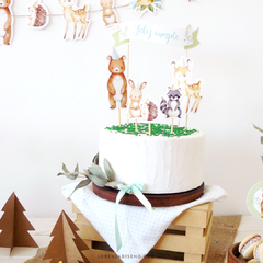 DECO TORTA BANDEROLA + TOPPERS FORMITAS DE PERSONAJES - TEMÁTICA A ELECCIÓN - tienda online
