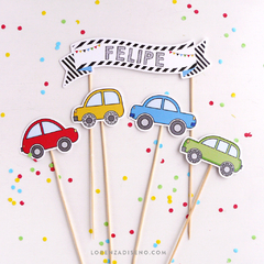 AUTITOS - KIT DECORACION CUMPLEAÑOS IMPRESO - comprar online