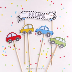 AUTITOS - KIT DECORACION CUMPLEAÑOS IMPRESO - tienda online