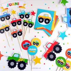 CAMIONETAS - DECORACION CUMPLEAÑOS IMPRESO - Lorenza Diseño