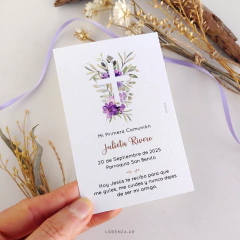 ESTAMPITA COMUNIÓN MODELO CRUZ LILA - comprar online