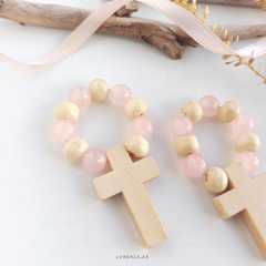 PACK 10 DENARIOS SOUVENIR - ROSA PÁLIDO Y MADERA - Lorenza Diseño