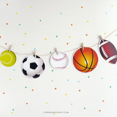 DEPORTES - KIT DECORACION CUMPLEAÑOS IMPRESO - Lorenza Diseño