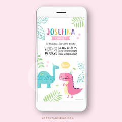 DINOSAURIOS NENA - KIT DECORACION CUMPLEAÑOS IMPRESO - tienda online