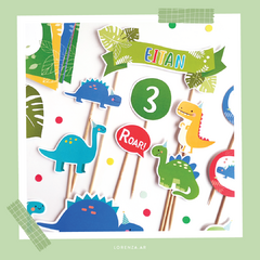 DINOSAURIOS NENE - KIT DECORACION CUMPLEAÑOS IMPRESO en internet