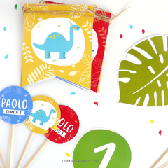 DINOSAURIOS NENE - KIT DECORACION CUMPLEAÑOS IMPRESO